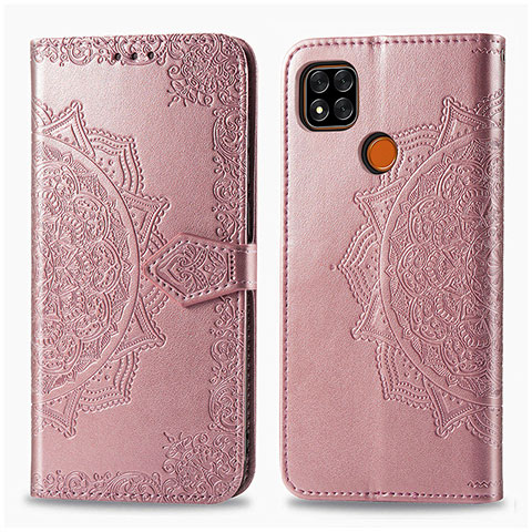 Coque Portefeuille Motif Fantaisie Livre Cuir Etui Clapet pour Xiaomi POCO C3 Or Rose