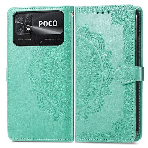 Coque Portefeuille Motif Fantaisie Livre Cuir Etui Clapet pour Xiaomi Poco C40 Vert