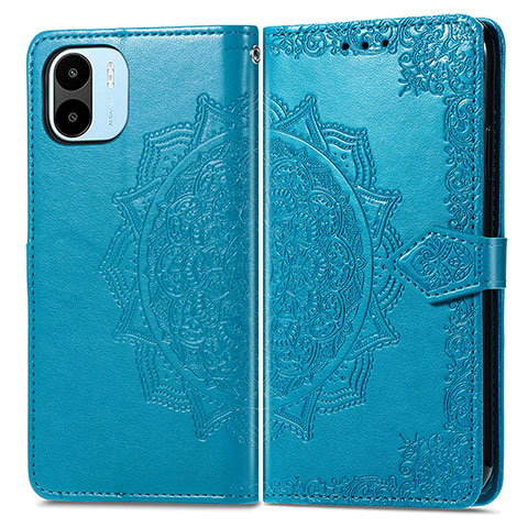 Coque Portefeuille Motif Fantaisie Livre Cuir Etui Clapet pour Xiaomi Poco C50 Bleu