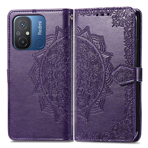 Coque Portefeuille Motif Fantaisie Livre Cuir Etui Clapet pour Xiaomi Poco C55 Violet