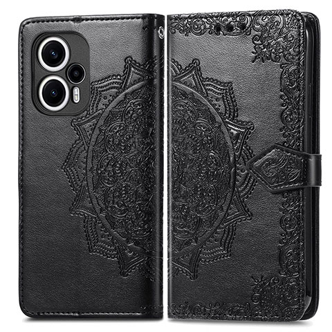 Coque Portefeuille Motif Fantaisie Livre Cuir Etui Clapet pour Xiaomi Poco F5 5G Noir