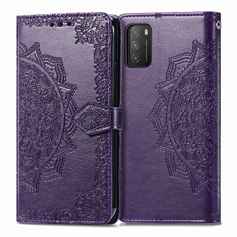 Coque Portefeuille Motif Fantaisie Livre Cuir Etui Clapet pour Xiaomi Poco M3 Violet