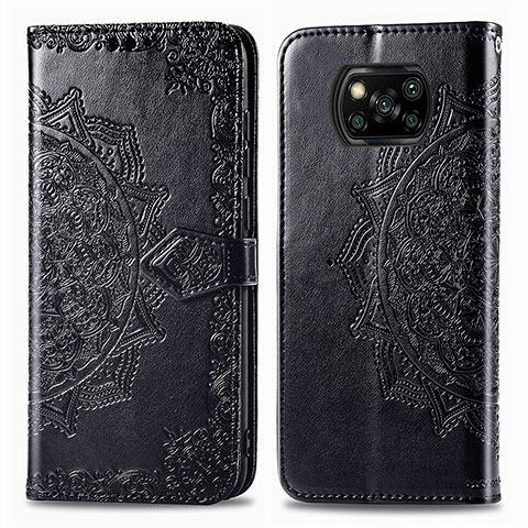 Coque Portefeuille Motif Fantaisie Livre Cuir Etui Clapet pour Xiaomi Poco X3 NFC Noir