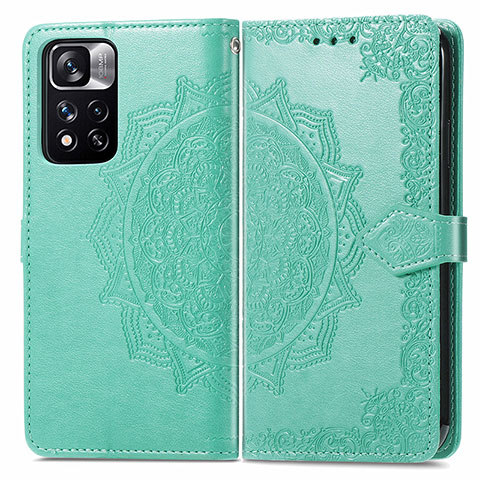 Coque Portefeuille Motif Fantaisie Livre Cuir Etui Clapet pour Xiaomi Poco X4 NFC Vert