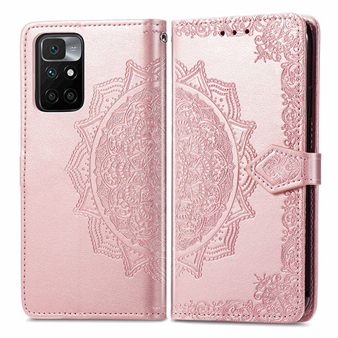 Coque Portefeuille Motif Fantaisie Livre Cuir Etui Clapet pour Xiaomi Redmi 10 4G Or Rose