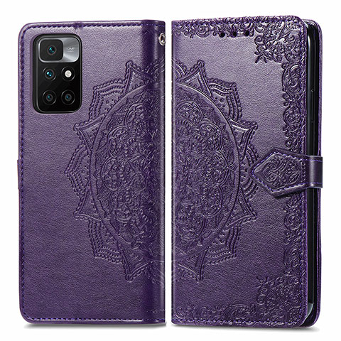 Coque Portefeuille Motif Fantaisie Livre Cuir Etui Clapet pour Xiaomi Redmi 10 4G Violet