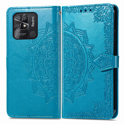 Coque Portefeuille Motif Fantaisie Livre Cuir Etui Clapet pour Xiaomi Redmi 10 India Bleu