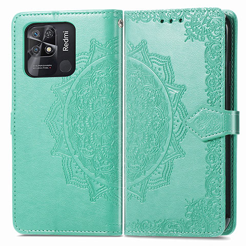 Coque Portefeuille Motif Fantaisie Livre Cuir Etui Clapet pour Xiaomi Redmi 10 India Vert