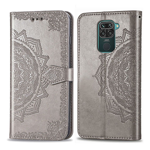 Coque Portefeuille Motif Fantaisie Livre Cuir Etui Clapet pour Xiaomi Redmi 10X 4G Gris