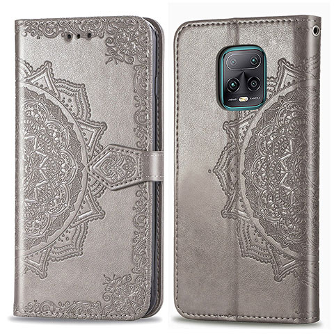 Coque Portefeuille Motif Fantaisie Livre Cuir Etui Clapet pour Xiaomi Redmi 10X Pro 5G Gris