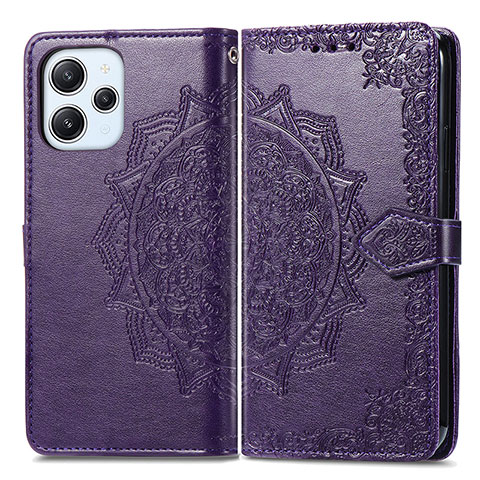 Coque Portefeuille Motif Fantaisie Livre Cuir Etui Clapet pour Xiaomi Redmi 12 4G Violet