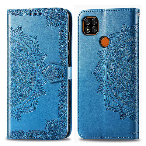 Coque Portefeuille Motif Fantaisie Livre Cuir Etui Clapet pour Xiaomi Redmi 9 Activ Bleu