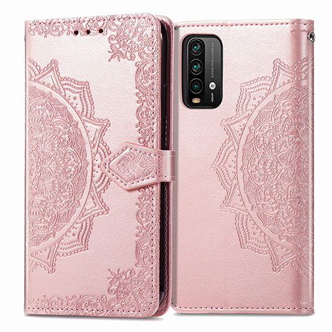 Coque Portefeuille Motif Fantaisie Livre Cuir Etui Clapet pour Xiaomi Redmi 9 Power Or Rose