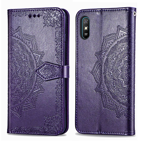 Coque Portefeuille Motif Fantaisie Livre Cuir Etui Clapet pour Xiaomi Redmi 9A Violet