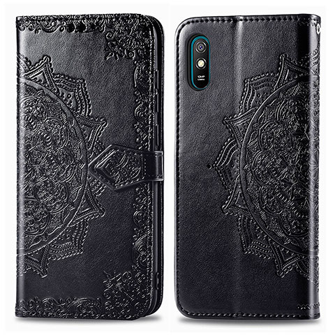 Coque Portefeuille Motif Fantaisie Livre Cuir Etui Clapet pour Xiaomi Redmi 9AT Noir