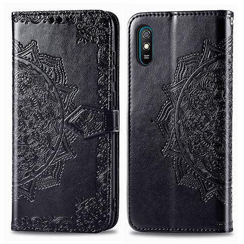 Coque Portefeuille Motif Fantaisie Livre Cuir Etui Clapet pour Xiaomi Redmi 9i Noir