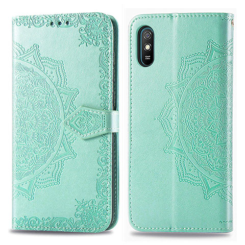 Coque Portefeuille Motif Fantaisie Livre Cuir Etui Clapet pour Xiaomi Redmi 9i Vert