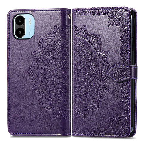 Coque Portefeuille Motif Fantaisie Livre Cuir Etui Clapet pour Xiaomi Redmi A1 Violet