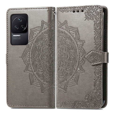 Coque Portefeuille Motif Fantaisie Livre Cuir Etui Clapet pour Xiaomi Redmi K50 5G Gris