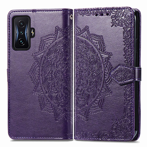 Coque Portefeuille Motif Fantaisie Livre Cuir Etui Clapet pour Xiaomi Redmi K50 Gaming 5G Violet