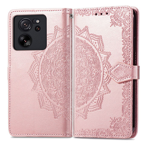 Coque Portefeuille Motif Fantaisie Livre Cuir Etui Clapet pour Xiaomi Redmi K60 Ultra 5G Or Rose