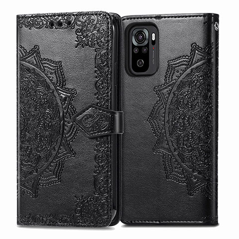 Coque Portefeuille Motif Fantaisie Livre Cuir Etui Clapet pour Xiaomi Redmi Note 10 4G Noir