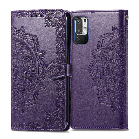 Coque Portefeuille Motif Fantaisie Livre Cuir Etui Clapet pour Xiaomi Redmi Note 10 5G Violet