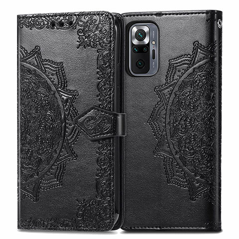 Coque Portefeuille Motif Fantaisie Livre Cuir Etui Clapet pour Xiaomi Redmi Note 10 Pro 4G Noir