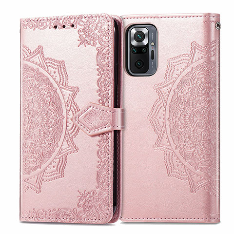 Coque Portefeuille Motif Fantaisie Livre Cuir Etui Clapet pour Xiaomi Redmi Note 10 Pro 4G Or Rose