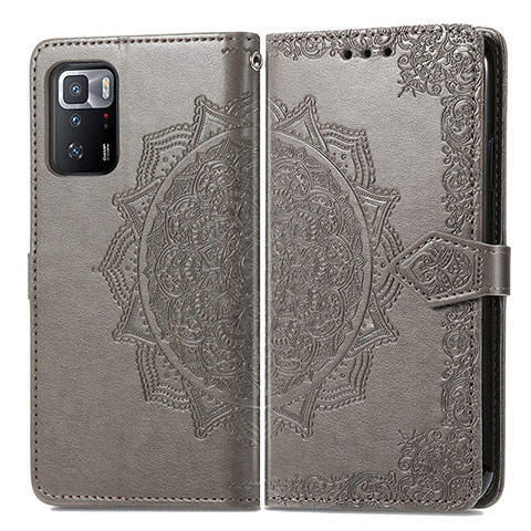 Coque Portefeuille Motif Fantaisie Livre Cuir Etui Clapet pour Xiaomi Redmi Note 10 Pro 5G Gris