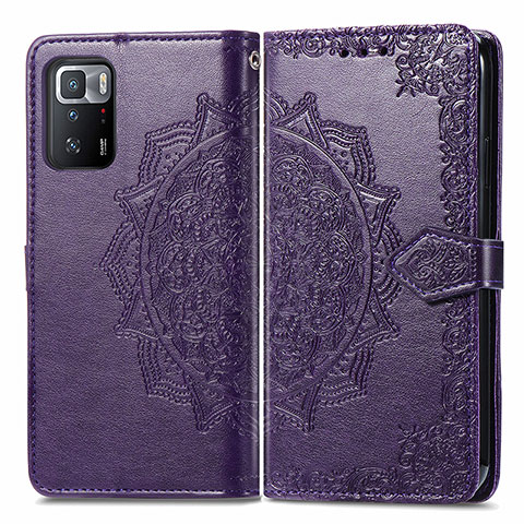 Coque Portefeuille Motif Fantaisie Livre Cuir Etui Clapet pour Xiaomi Redmi Note 10 Pro 5G Violet