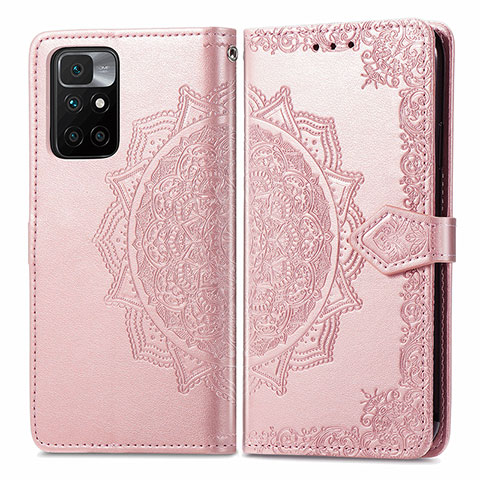 Coque Portefeuille Motif Fantaisie Livre Cuir Etui Clapet pour Xiaomi Redmi Note 11 4G (2021) Or Rose