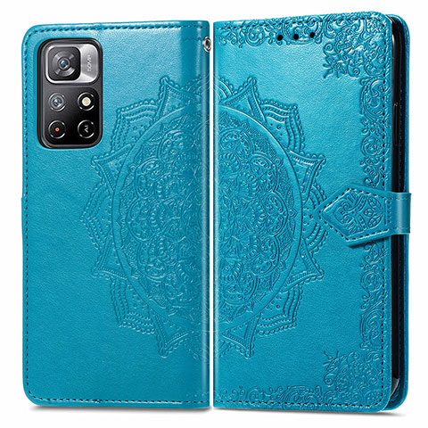 Coque Portefeuille Motif Fantaisie Livre Cuir Etui Clapet pour Xiaomi Redmi Note 11 5G Bleu