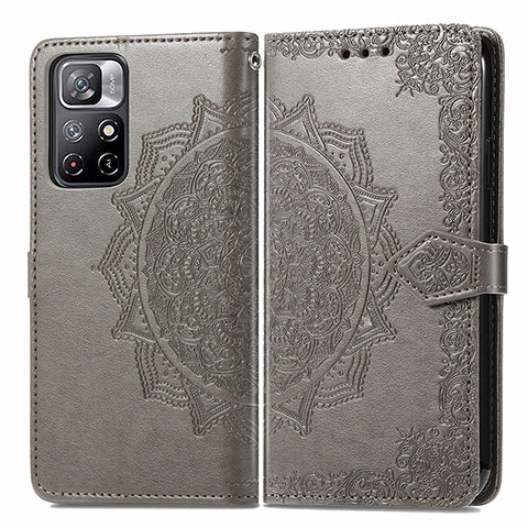 Coque Portefeuille Motif Fantaisie Livre Cuir Etui Clapet pour Xiaomi Redmi Note 11 5G Gris