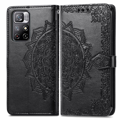 Coque Portefeuille Motif Fantaisie Livre Cuir Etui Clapet pour Xiaomi Redmi Note 11 5G Noir