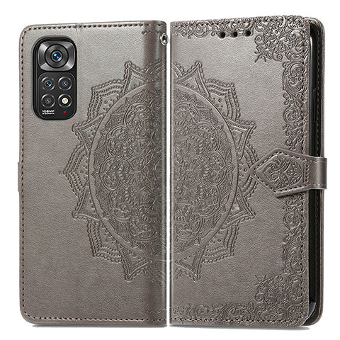 Coque Portefeuille Motif Fantaisie Livre Cuir Etui Clapet pour Xiaomi Redmi Note 11 Pro 4G Gris