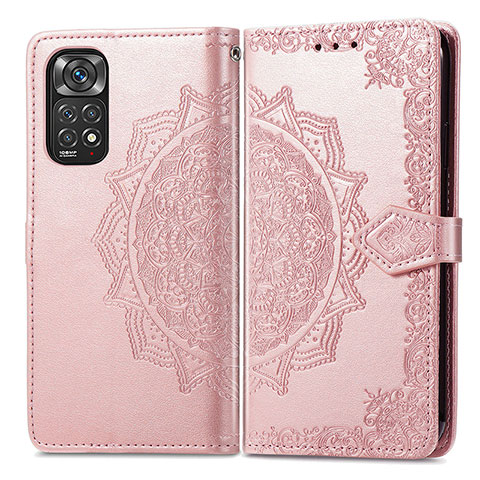 Coque Portefeuille Motif Fantaisie Livre Cuir Etui Clapet pour Xiaomi Redmi Note 11 Pro 4G Or Rose