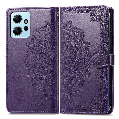 Coque Portefeuille Motif Fantaisie Livre Cuir Etui Clapet pour Xiaomi Redmi Note 12 4G Violet