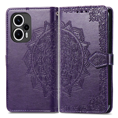 Coque Portefeuille Motif Fantaisie Livre Cuir Etui Clapet pour Xiaomi Redmi Note 12 Turbo 5G Violet