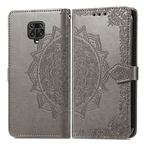 Coque Portefeuille Motif Fantaisie Livre Cuir Etui Clapet pour Xiaomi Redmi Note 9 Pro Max Gris