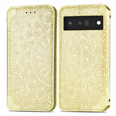 Coque Portefeuille Motif Fantaisie Livre Cuir Etui Clapet S01D pour Google Pixel 6 Pro 5G Argent