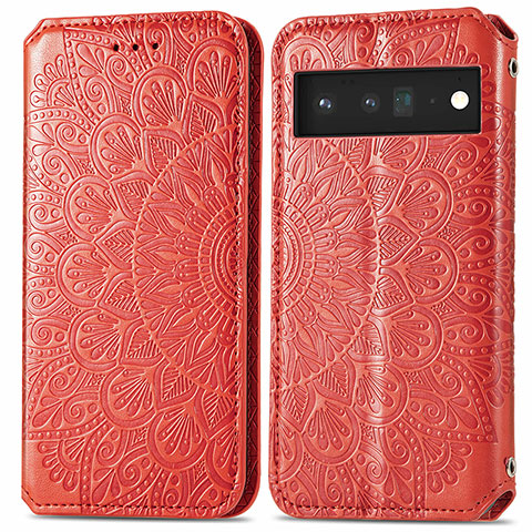 Coque Portefeuille Motif Fantaisie Livre Cuir Etui Clapet S01D pour Google Pixel 6 Pro 5G Rouge