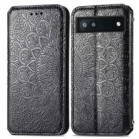 Coque Portefeuille Motif Fantaisie Livre Cuir Etui Clapet S01D pour Google Pixel 6a 5G Noir