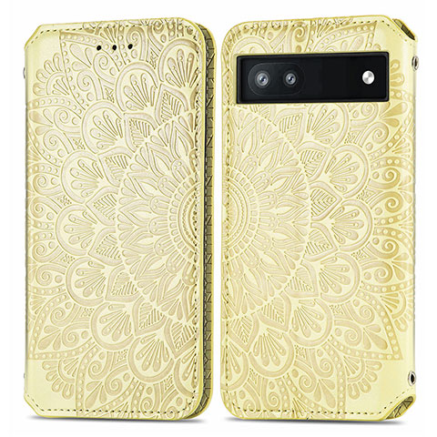 Coque Portefeuille Motif Fantaisie Livre Cuir Etui Clapet S01D pour Google Pixel 6a 5G Or