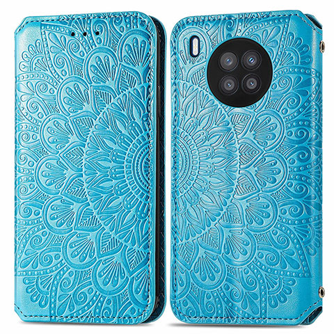 Coque Portefeuille Motif Fantaisie Livre Cuir Etui Clapet S01D pour Huawei Honor 50 Lite Bleu