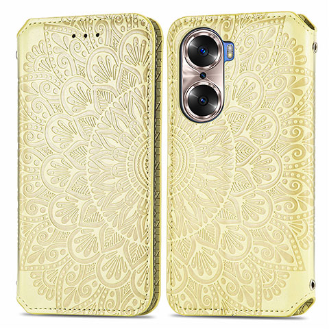 Coque Portefeuille Motif Fantaisie Livre Cuir Etui Clapet S01D pour Huawei Honor 60 Pro 5G Or