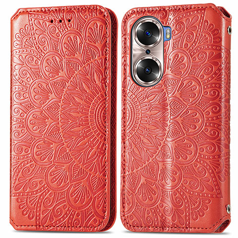 Coque Portefeuille Motif Fantaisie Livre Cuir Etui Clapet S01D pour Huawei Honor 60 Pro 5G Rouge