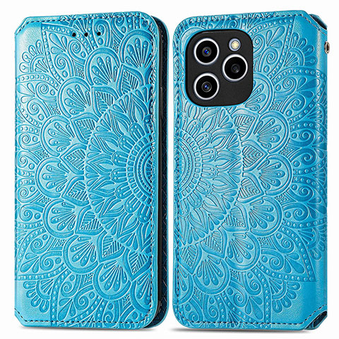 Coque Portefeuille Motif Fantaisie Livre Cuir Etui Clapet S01D pour Huawei Honor 60 SE 5G Bleu