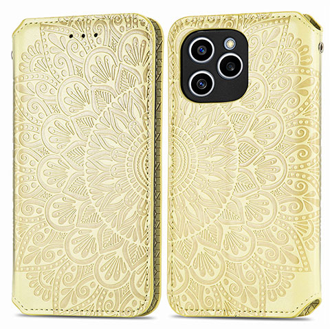 Coque Portefeuille Motif Fantaisie Livre Cuir Etui Clapet S01D pour Huawei Honor 60 SE 5G Or