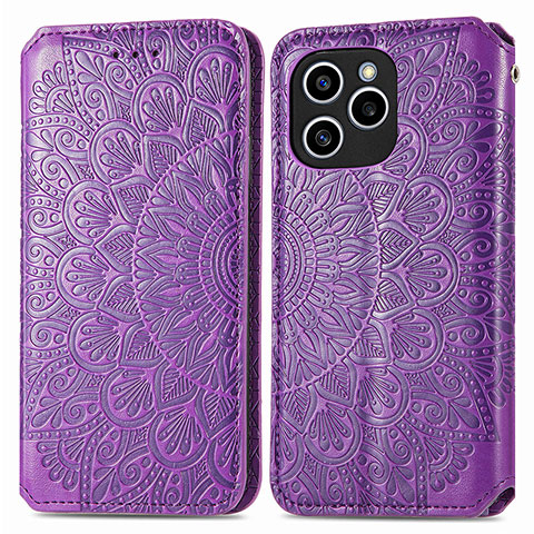 Coque Portefeuille Motif Fantaisie Livre Cuir Etui Clapet S01D pour Huawei Honor 60 SE 5G Violet